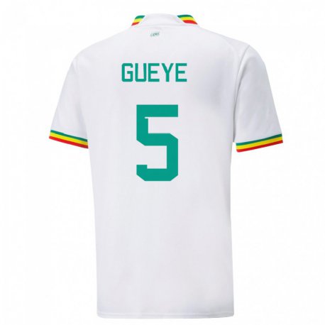 Kandiny Miesten Senegalin Idrissa Gueye #5 Valkoinen Kotipaita 22-24 Lyhythihainen Paita T-paita