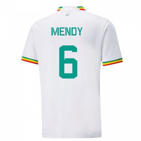 Kandiny Miesten Senegalin Nampalys Mendy #6 Valkoinen Kotipaita 22-24 Lyhythihainen Paita T-paita