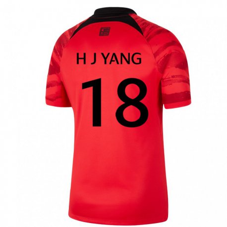 Kandiny Miesten Etelä-korean Hyun-jun Yang #18 Punamusta Kotipaita 22-24 Lyhythihainen Paita T-paita
