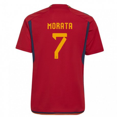 Kandiny Miesten Espanjan Alvaro Morata #7 Punainen Kotipaita 22-24 Lyhythihainen Paita T-paita