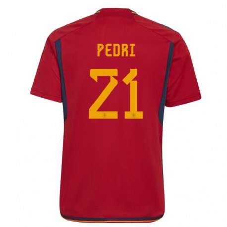 Kandiny Miesten Espanjan Pedri #21 Punainen Kotipaita 22-24 Lyhythihainen Paita T-paita