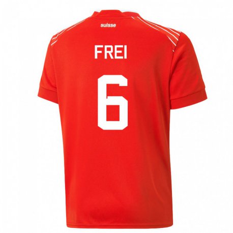Kandiny Miesten Sveitsin Fabian Frei #6 Punainen Kotipaita 22-24 Lyhythihainen Paita T-paita