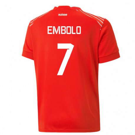 Kandiny Miesten Sveitsin Breel Embolo #7 Punainen Kotipaita 22-24 Lyhythihainen Paita T-paita