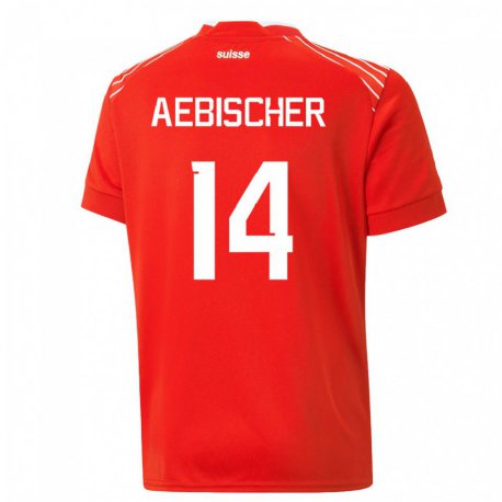 Kandiny Miesten Sveitsin Michel Aebischer #14 Punainen Kotipaita 22-24 Lyhythihainen Paita T-paita