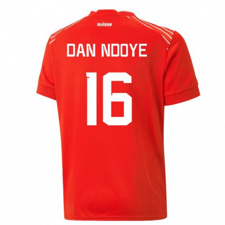Kandiny Miesten Sveitsin Dan Ndoye #16 Punainen Kotipaita 22-24 Lyhythihainen Paita T-paita