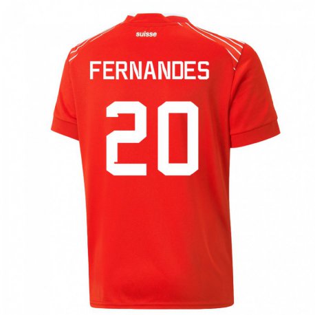 Kandiny Miesten Sveitsin Edimilson Fernandes #20 Punainen Kotipaita 22-24 Lyhythihainen Paita T-paita