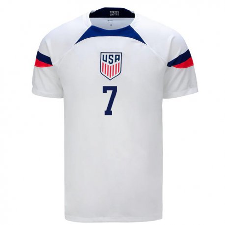 Kandiny Miesten Yhdysvaltain Giovanni Reyna #7 Valkoinen Kotipaita 22-24 Lyhythihainen Paita T-paita
