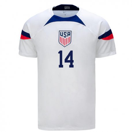 Kandiny Miesten Yhdysvaltain Luca De La Torre #14 Valkoinen Kotipaita 22-24 Lyhythihainen Paita T-paita