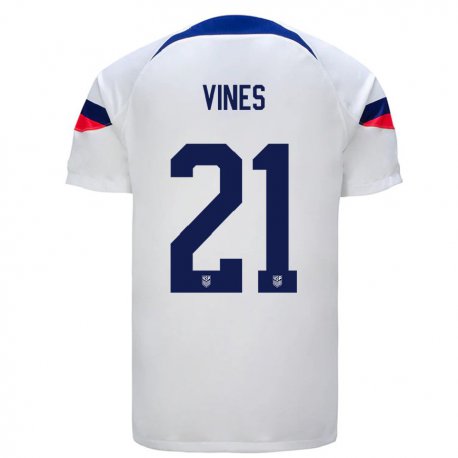 Kandiny Miesten Yhdysvaltain Sam Vines #21 Valkoinen Kotipaita 22-24 Lyhythihainen Paita T-paita