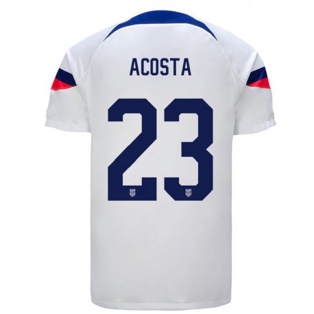 Kandiny Miesten Yhdysvaltain Kellyn Acosta #23 Valkoinen Kotipaita 22-24 Lyhythihainen Paita T-paita