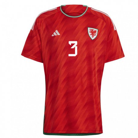 Kandiny Miesten Walesin Neco Williams #3 Punainen Kotipaita 22-24 Lyhythihainen Paita T-paita