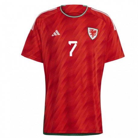 Kandiny Miesten Walesin Dylan Levitt #7 Punainen Kotipaita 22-24 Lyhythihainen Paita T-paita