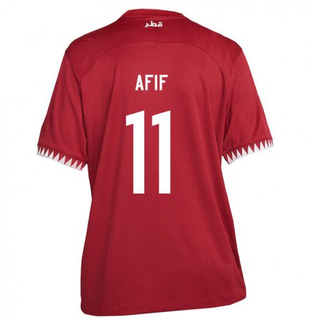 Kandiny Miesten Qatarin Akram Afif #11 Kastanjanruskea Kotipaita 22-24 Lyhythihainen Paita T-paita