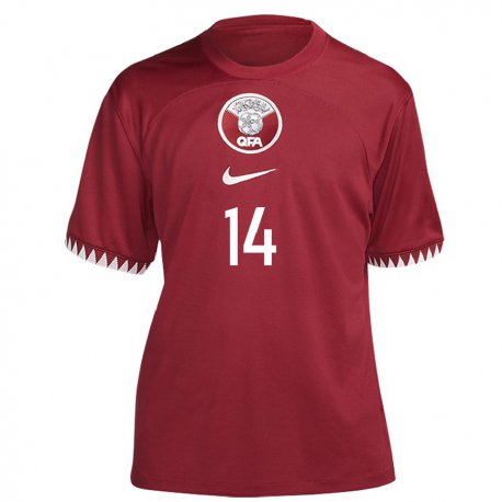 Kandiny Miesten Qatarin Homam Ahmed #14 Kastanjanruskea Kotipaita 22-24 Lyhythihainen Paita T-paita