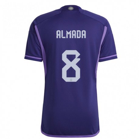 Kandiny Miesten Argentiinan Thiago Almada #8 Violetti Vieraspaita 22-24 Lyhythihainen Paita T-paita