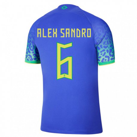Kandiny Miesten Brasilian Alex Sandro #6 Sininen Vieraspaita 22-24 Lyhythihainen Paita T-paita
