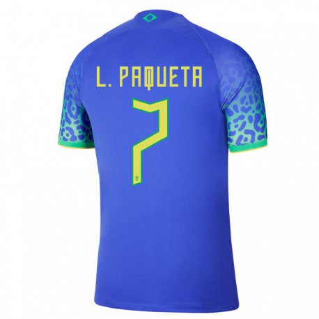 Kandiny Miesten Brasilian Lucas Paqueta #7 Sininen Vieraspaita 22-24 Lyhythihainen Paita T-paita