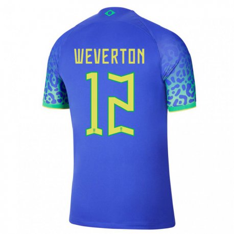 Kandiny Miesten Brasilian Weverton #12 Sininen Vieraspaita 22-24 Lyhythihainen Paita T-paita