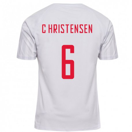 Kandiny Miesten Tanskan Andreas Christensen #6 Valkoinen Vieraspaita 22-24 Lyhythihainen Paita T-paita