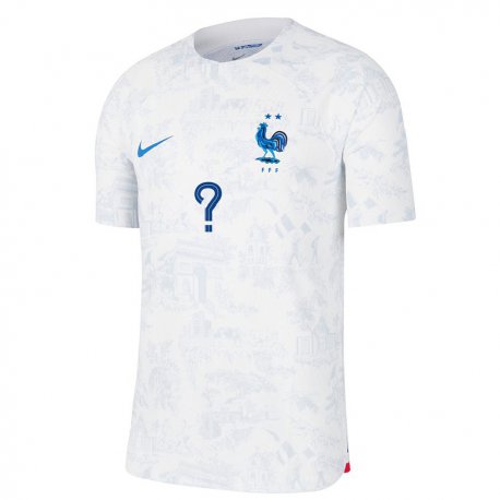 Kandiny Miesten Ranskan Nimesi #0 Valkoinen Sininen Vieraspaita 22-24 Lyhythihainen Paita T-paita