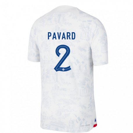 Kandiny Miesten Ranskan Benjamin Pavard #2 Valkoinen Sininen Vieraspaita 22-24 Lyhythihainen Paita T-paita