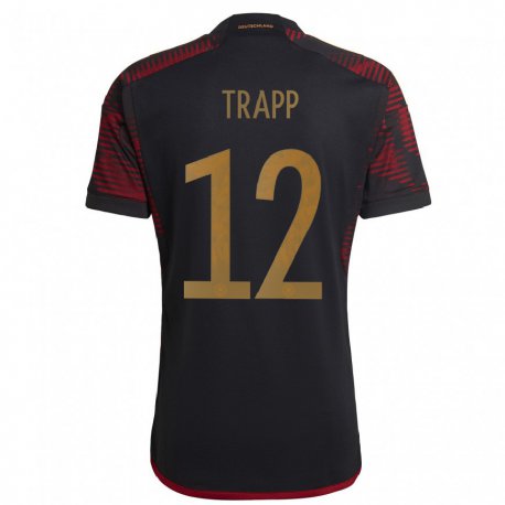 Kandiny Miesten Saksan Kevin Trapp #12 Musta Kastanjanruskea Vieraspaita 22-24 Lyhythihainen Paita T-paita