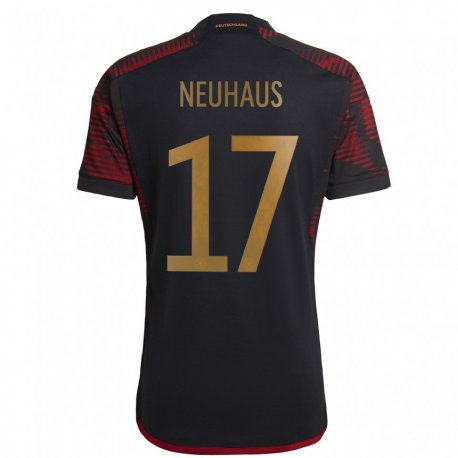 Kandiny Miesten Saksan Florian Neuhaus #17 Musta Kastanjanruskea Vieraspaita 22-24 Lyhythihainen Paita T-paita