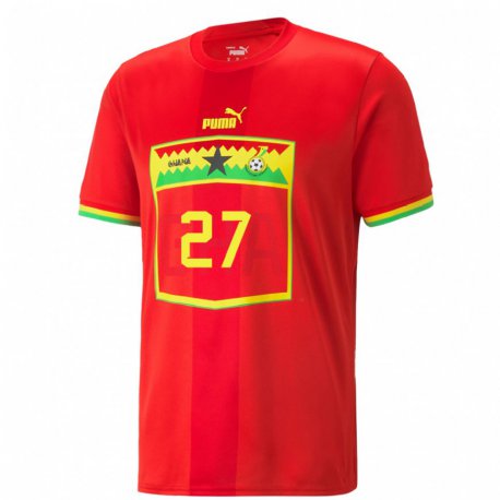 Kandiny Miesten Ghanan Antoine Semenyo #27 Punainen Vieraspaita 22-24 Lyhythihainen Paita T-paita
