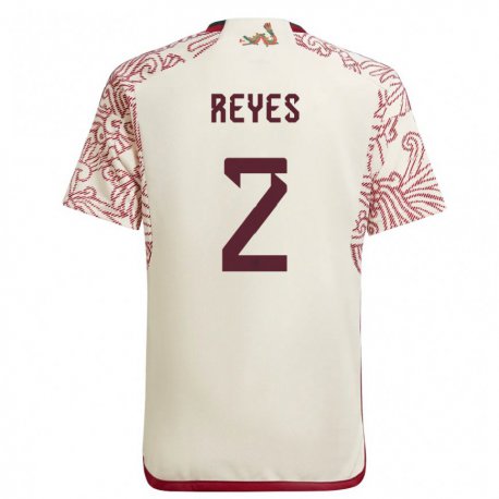 Kandiny Miesten Meksikon Luis Reyes #2 Wonder Valkoinen Punainen Vieraspaita 22-24 Lyhythihainen Paita T-paita
