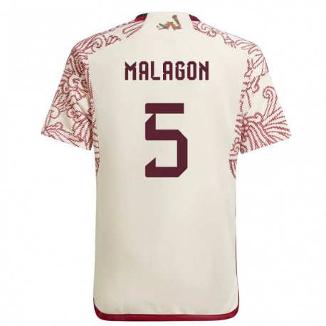 Kandiny Miesten Meksikon Luis Malagon #5 Wonder Valkoinen Punainen Vieraspaita 22-24 Lyhythihainen Paita T-paita