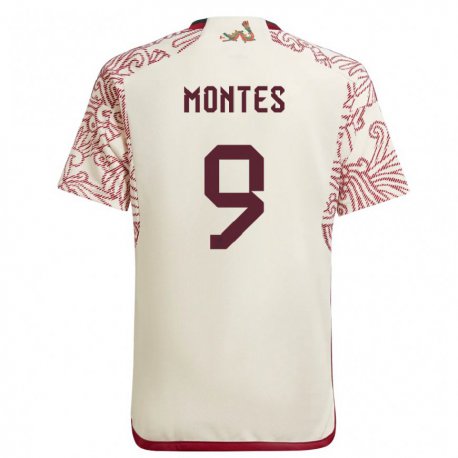 Kandiny Miesten Meksikon Cesar Montes #9 Wonder Valkoinen Punainen Vieraspaita 22-24 Lyhythihainen Paita T-paita