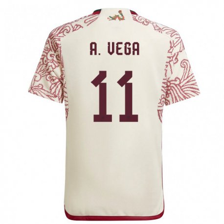 Kandiny Miesten Meksikon Alexis Vega #11 Wonder Valkoinen Punainen Vieraspaita 22-24 Lyhythihainen Paita T-paita