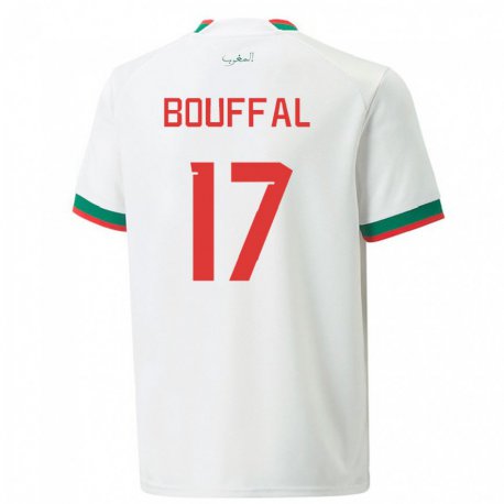 Kandiny Miesten Marokon Soufiane Bouffal #17 Valkoinen Vieraspaita 22-24 Lyhythihainen Paita T-paita