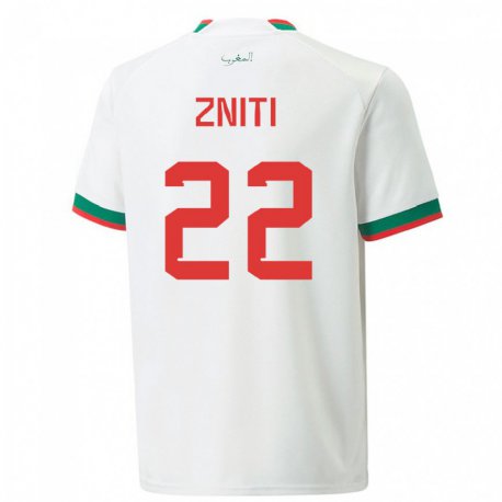 Kandiny Miesten Marokon Anas Zniti #22 Valkoinen Vieraspaita 22-24 Lyhythihainen Paita T-paita