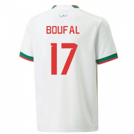 Kandiny Miesten Marokon Sofiane Boufal #17 Valkoinen Vieraspaita 22-24 Lyhythihainen Paita T-paita