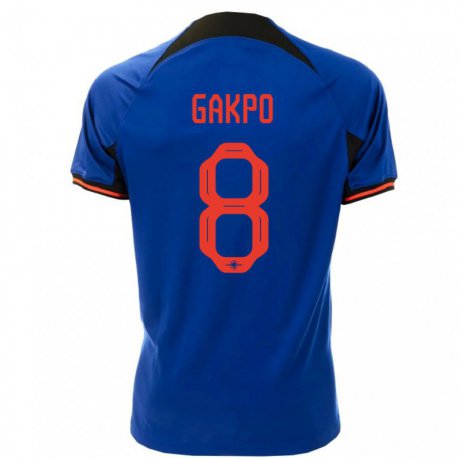 Kandiny Miesten Alankomaiden Cody Gakpo #8 Kuninkaallisen Sininen Vieraspaita 22-24 Lyhythihainen Paita T-paita