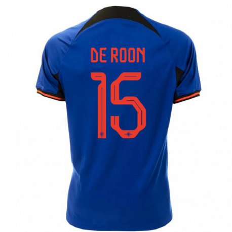 Kandiny Miesten Alankomaiden Marten De Roon #15 Kuninkaallisen Sininen Vieraspaita 22-24 Lyhythihainen Paita T-paita