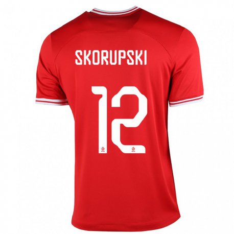 Kandiny Miesten Puolan Lukasz Skorupski #12 Punainen Vieraspaita 22-24 Lyhythihainen Paita T-paita