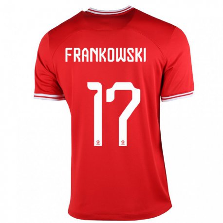Kandiny Miesten Puolan Przemyslaw Frankowski #17 Punainen Vieraspaita 22-24 Lyhythihainen Paita T-paita