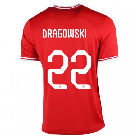 Kandiny Miesten Puolan Bartlomiej Dragowski #22 Punainen Vieraspaita 22-24 Lyhythihainen Paita T-paita