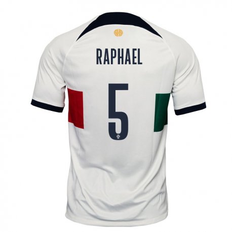 Kandiny Miesten Portugalin Raphael Guerreiro #5 Valkoinen Vieraspaita 22-24 Lyhythihainen Paita T-paita