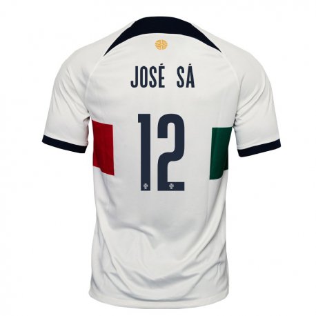 Kandiny Miesten Portugalin Jose Sa #12 Valkoinen Vieraspaita 22-24 Lyhythihainen Paita T-paita