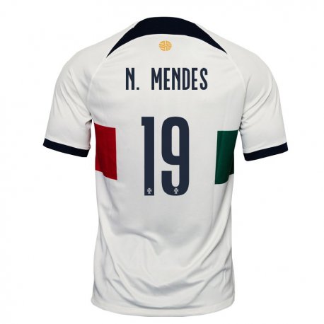 Kandiny Miesten Portugalin Nuno Mendes #19 Valkoinen Vieraspaita 22-24 Lyhythihainen Paita T-paita