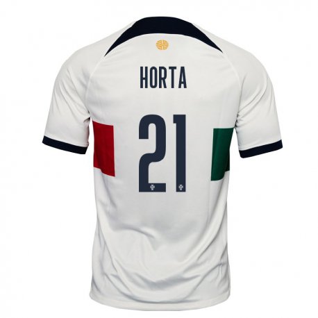 Kandiny Miesten Portugalin Ricardo Horta #21 Valkoinen Vieraspaita 22-24 Lyhythihainen Paita T-paita