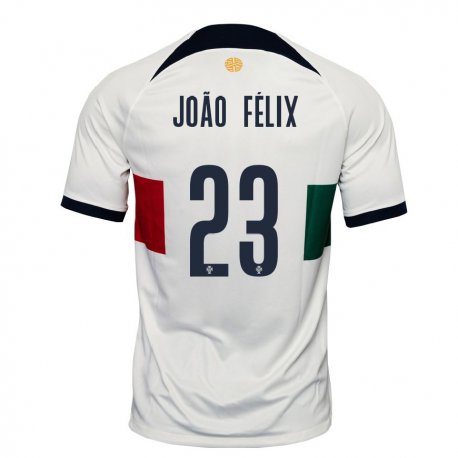 Kandiny Miesten Portugalin Joao Felix #23 Valkoinen Vieraspaita 22-24 Lyhythihainen Paita T-paita