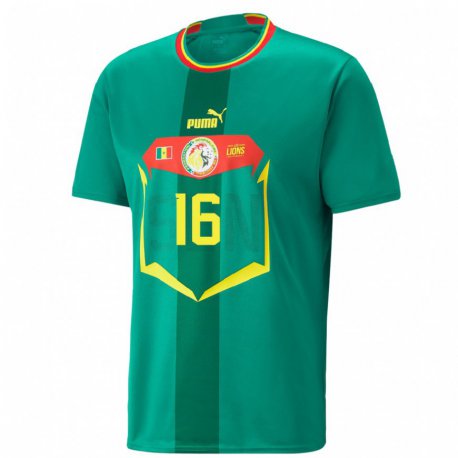 Kandiny Miesten Senegalin Edouard Mendy #16 Vihreä Vieraspaita 22-24 Lyhythihainen Paita T-paita