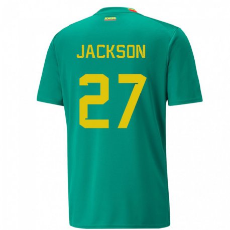 Kandiny Miesten Senegalin Nicolas Jackson #27 Vihreä Vieraspaita 22-24 Lyhythihainen Paita T-paita