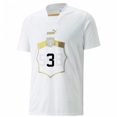Kandiny Miesten Serbian Filip Mladenovic #3 Valkoinen Vieraspaita 22-24 Lyhythihainen Paita T-paita