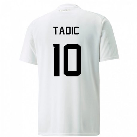 Kandiny Miesten Serbian Dusan Tadic #10 Valkoinen Vieraspaita 22-24 Lyhythihainen Paita T-paita