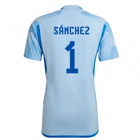 Kandiny Miesten Espanjan Robert Sanchez #1 Taivaansininen Vieraspaita 22-24 Lyhythihainen Paita T-paita